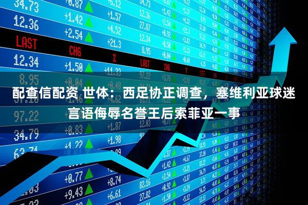 配查信配资 世体：西足协正调查，塞维利亚球迷言语侮辱名誉王后索菲亚一事